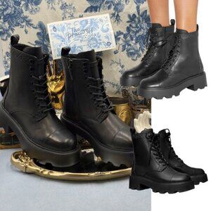 🆕 TORY BURCH 🧿 NWOB T Monogram Lug Boot, Perfect Black / Leather - Sz 7M